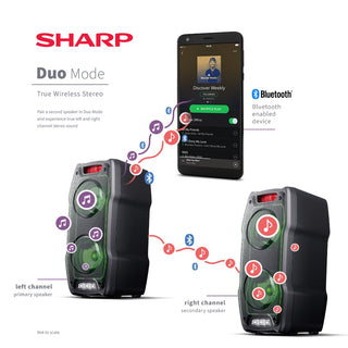 SHARP 180W Portable Bluetooth Party Speaker - Black