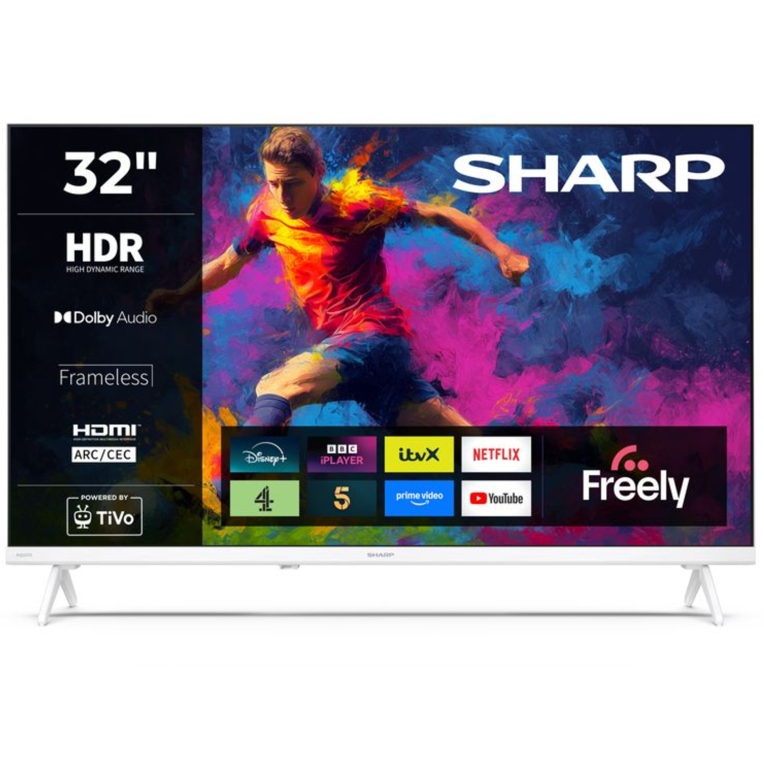 SHARP 32HE2245KW 32 Inch HD TiVo Smart LED TV Frameless - White SHARP 32HE2245KW 32 Inch HD TiVo Smart LED TV Frameless - White