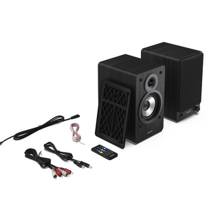 SHARP 2-way Active Bookshelf Speakers with Bluetooth, USB Playback, Optical, AUX & RCA input